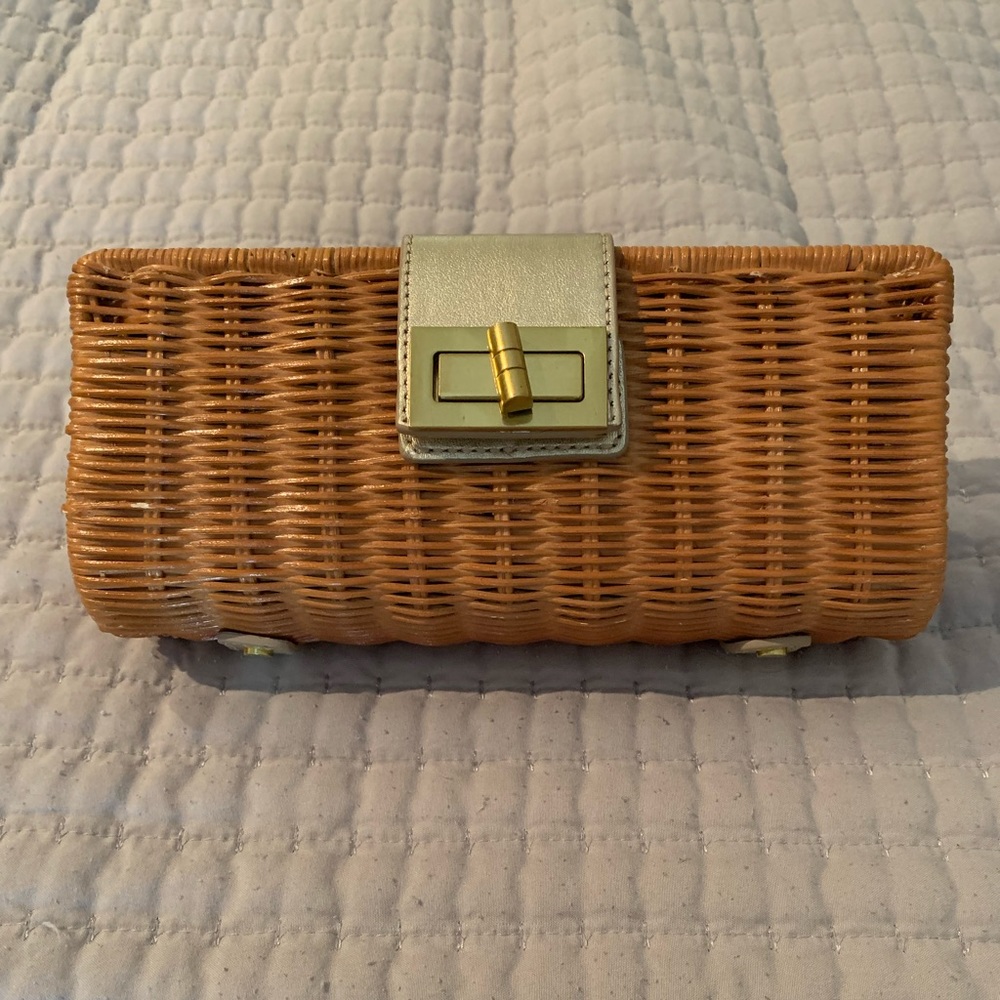 JCREW gold & straw clutch